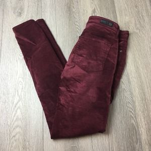Adriano Goldschmied Velvet Farrah High Rise Skinny Pants Burgundy Size 27R